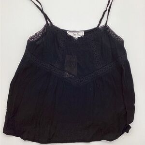 Hippie Rose Black Lace-Trim Spaghetti Strap Camisole NWT